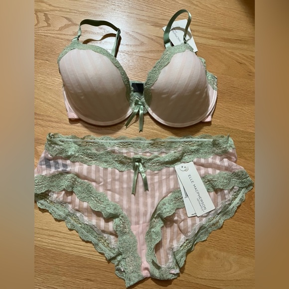 ELLE MACPHERSON INTIMATES NWT Pink & Green Bra  34DD & Panty Set 💕 - Picture 5 of 11